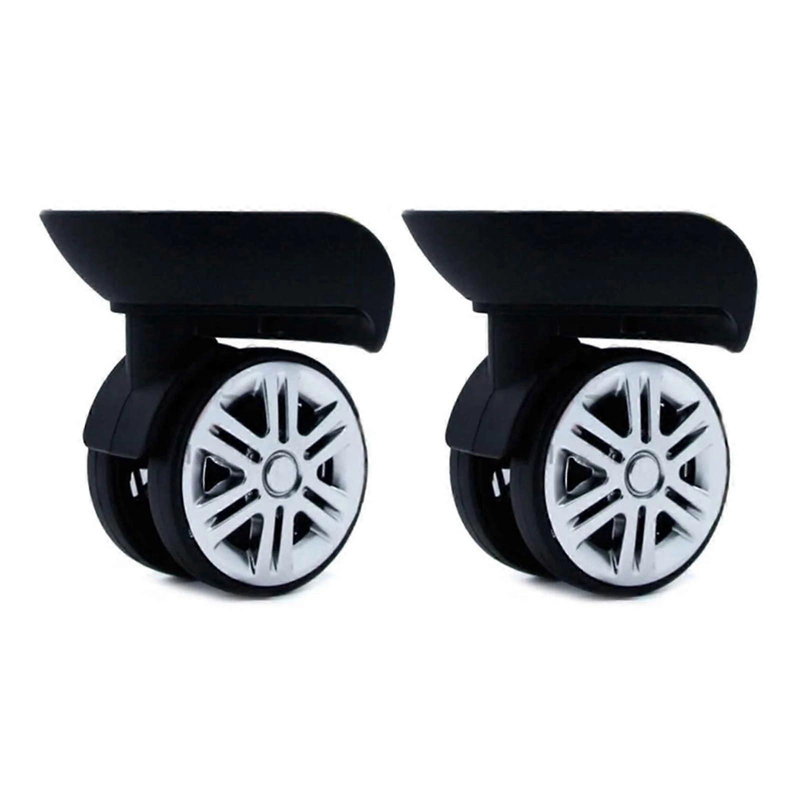 Luggage Wheels Replacement Small Black with Double Brake Safety for Universal Suitcase