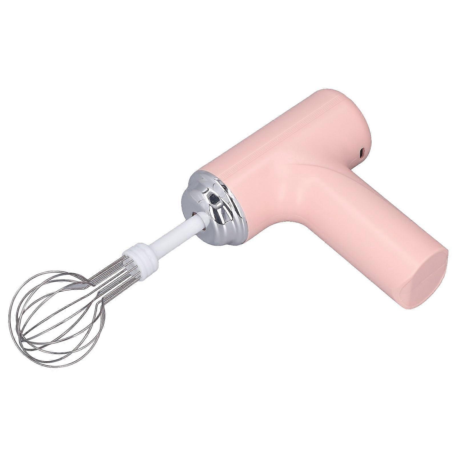 Cordless Hand Mixer 3 Speed Electric Egg Beater with Interchangeable Whisks for Baking Pink