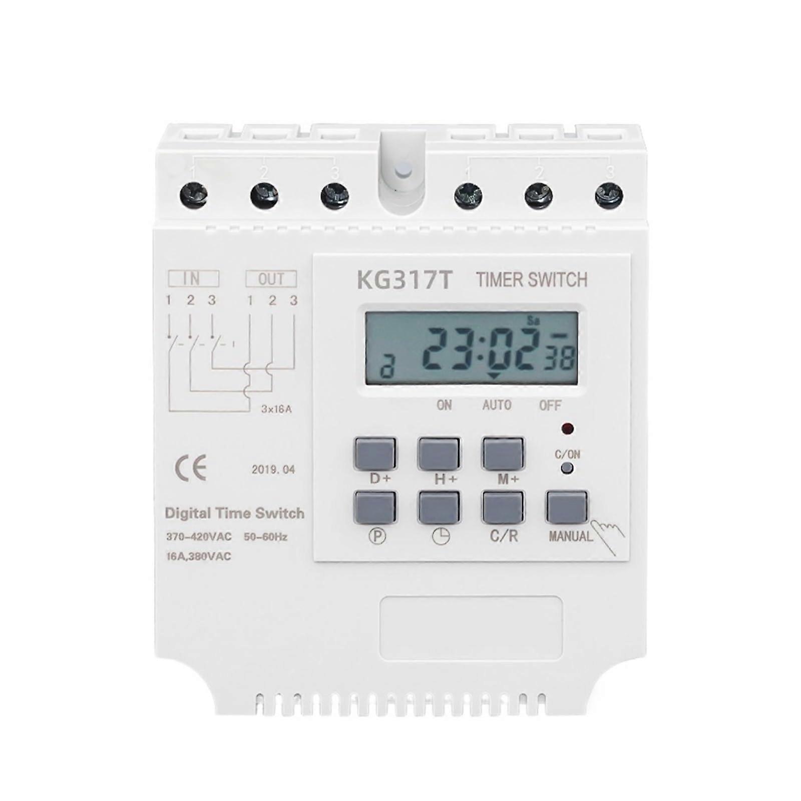 380V Programmable Digital Timer Switch with 30 On Off Settings for Daily and Weekly Load Control