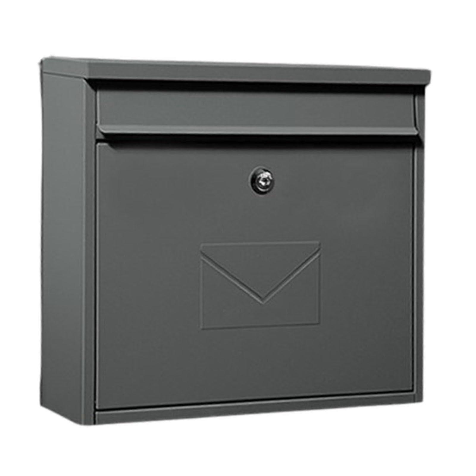 Dark Grey Wall Mount Locking Mailbox with Secure Combination Lock and Large Outdoor Capacity