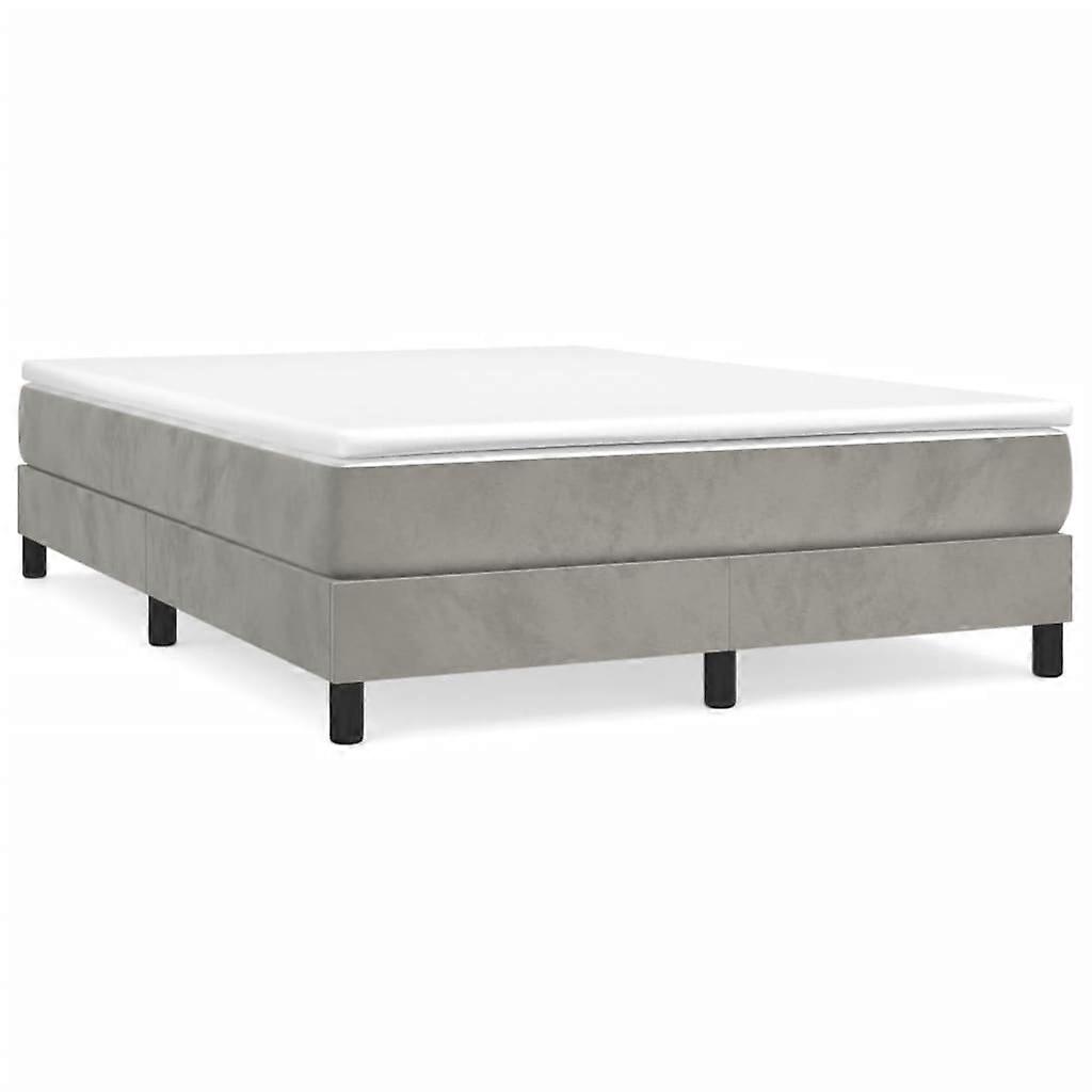 vidaXL Boxspring bed 140x200 cm fluweel lichtgrijs