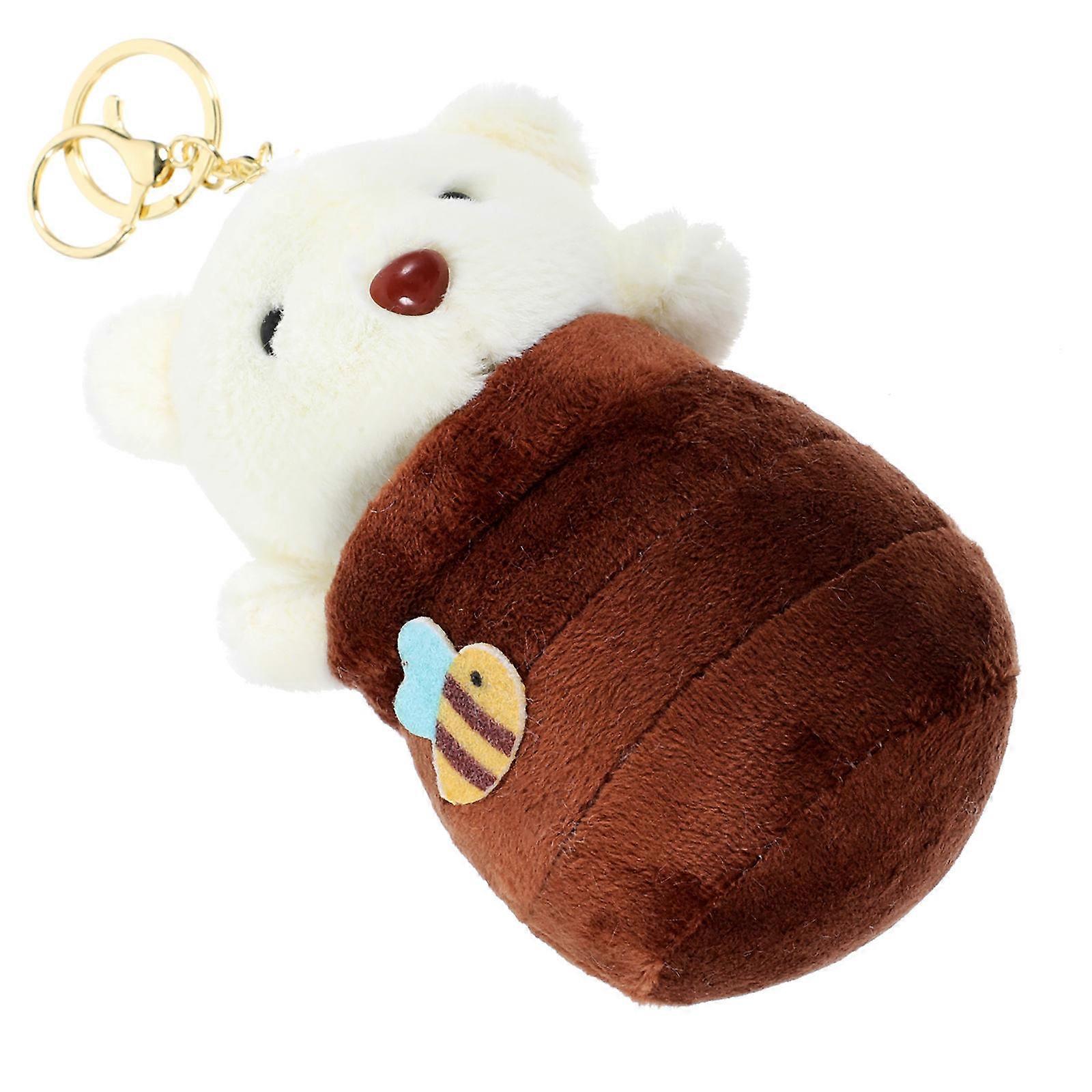 Mini Bear Keyring Plush Cartoon Bear Shaped Doll Parties Lightweight Decorative Effect 1Pcs