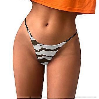 Damenunterwäsche im Ausverkauf, Damen-Tanga mit modischem Print, bequemer, niedrig geschnittener Slip, Bikini-Tanga, G-String, Beige, Größe M