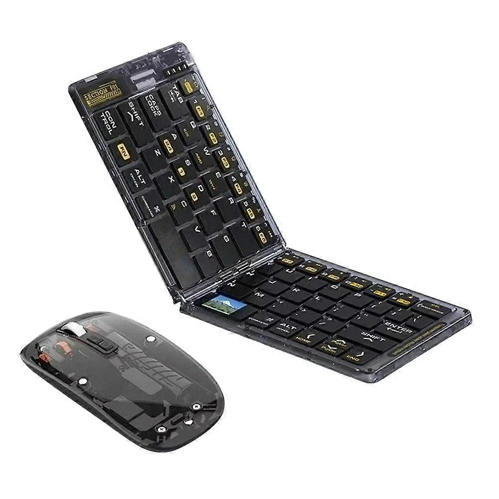 Transparent Foldable Wireless Bluetooth Keyboard with Mouse Kit Folding Travel Keyboard for Smartphone Computer