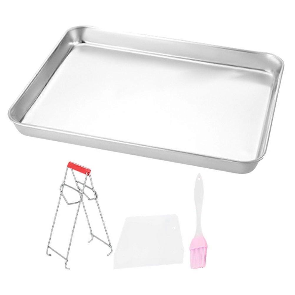 1 Set Durable Stainless Steel Rectangular Tray Rice Noodle Roll Steamer Baking Sheet