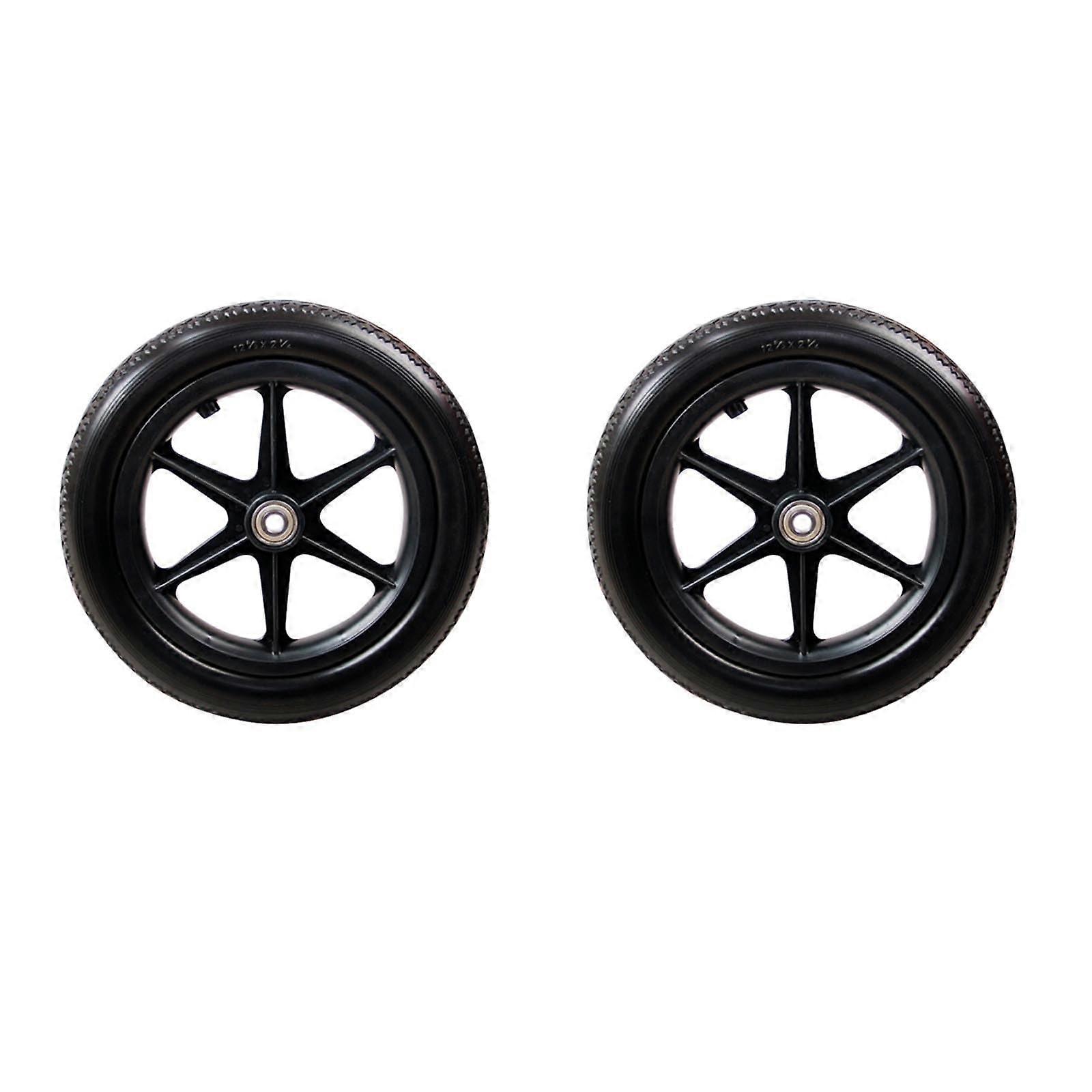 12 Inch Black Rear Wheel Replacement Solid Tire, Exact Size, Lightweight Easy Install, 2 Pack