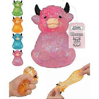 Highland Cow Squishy, Mini Cute Animal Squeeze Toy for Adults, Slow Rising Sensory Fidget Stress Ballfor Anxiety Relief, Easter Basket Stuffer Party F