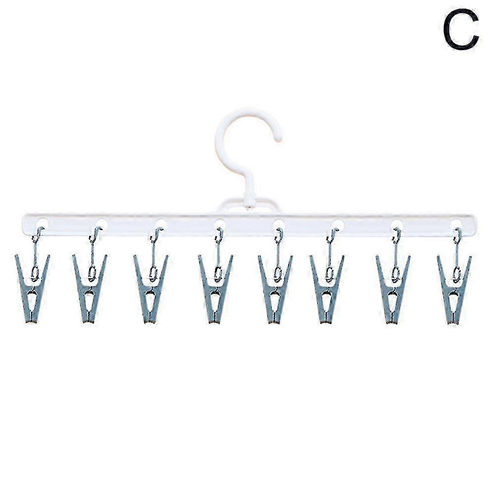 8 Clips Hanger Portable Multifunctional Windproof Clothes Socks Underwear Rack