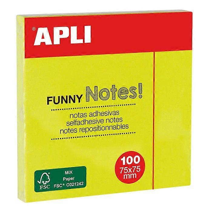 Repositionable notes - Fluorescent yellow - 7.5x7.5cm - Adhesive - Notes - Apli