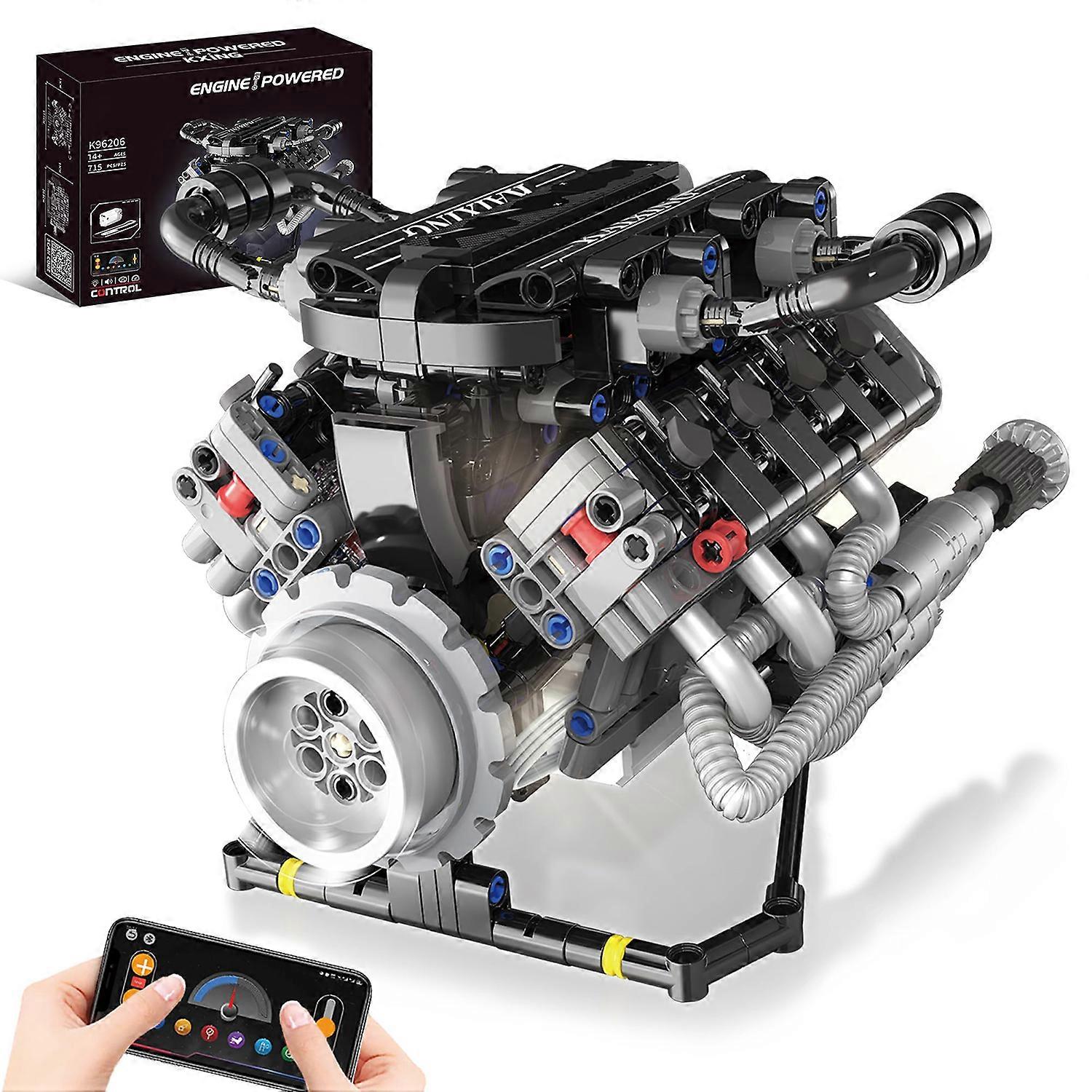 Mini V8 Engine Model Kit With Motor App Control And Lights Mechanical Collector Model