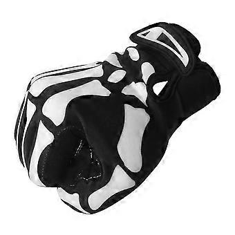 Un paio di guanti sportivi da ciclismo da bici a dita intere con motivo scheletrato F7507 - taglia L (nero + bianco)