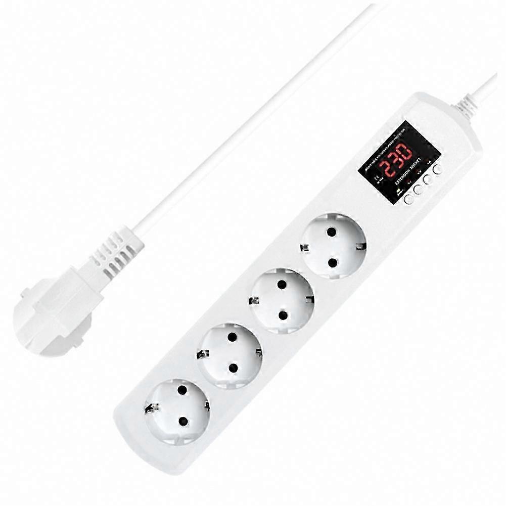 Automatic Voltage Protector with 4 AC Outlets, Adjustable 16A Power Wall Protector for 220V Current Safety