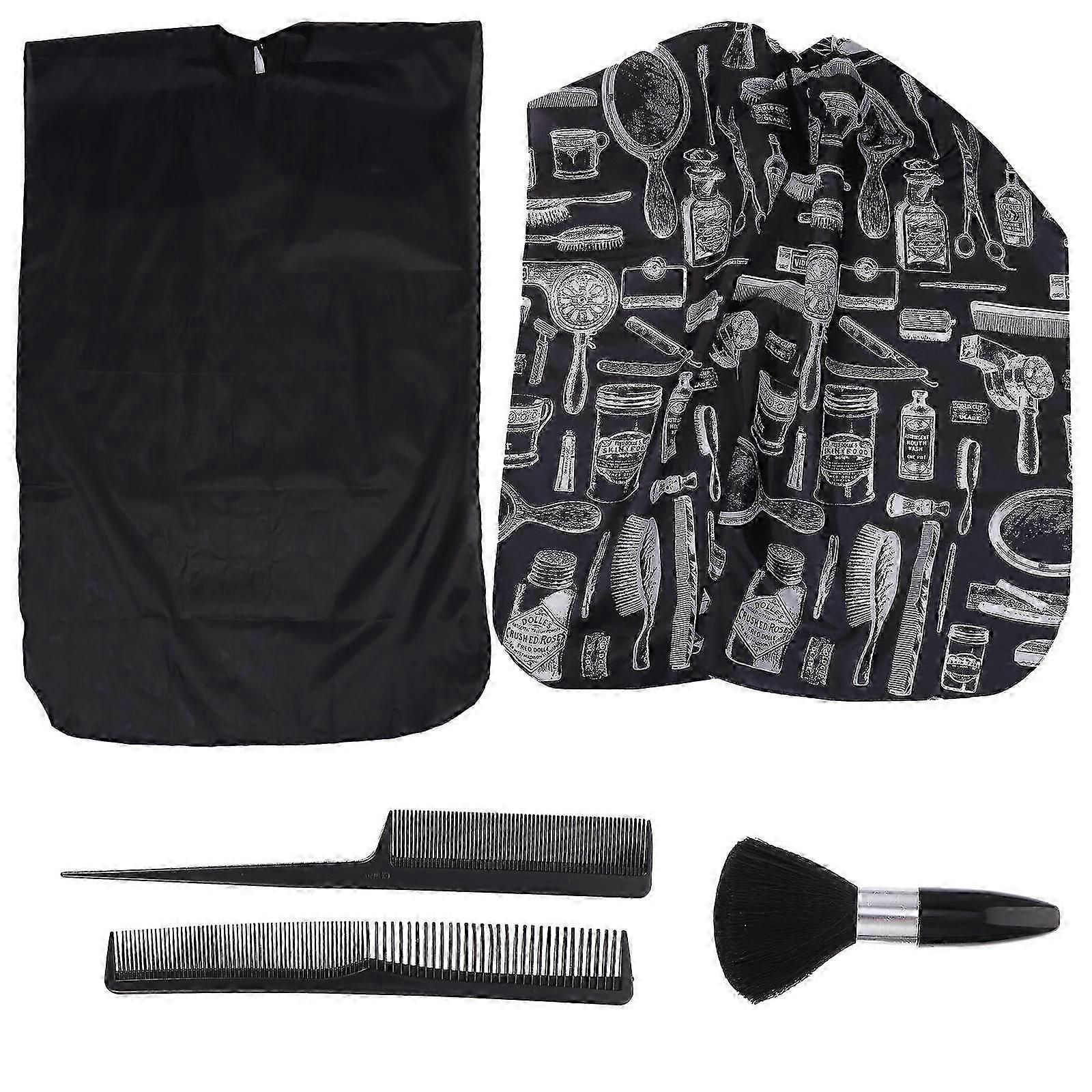 Hairdressing Cape and Brush Set, Polyester Pongee, 5Pcs