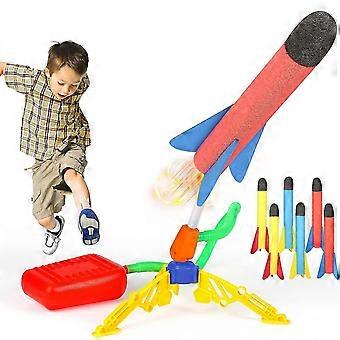 Raketenwerfer für Kinder schießt bis zu 120 Fuß mit robusten Stampfwerfern 6 bunte Schaumstoffraketen Spaß Outdoor-Spielzeug für Kinder Geschenkspielzeug für Jungen und Gi