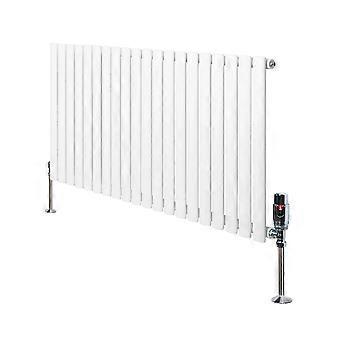 Oval Single Column Radiator 600mm x 1200mm & TRV Chrome Valves Modern Designer Single Panel Central
