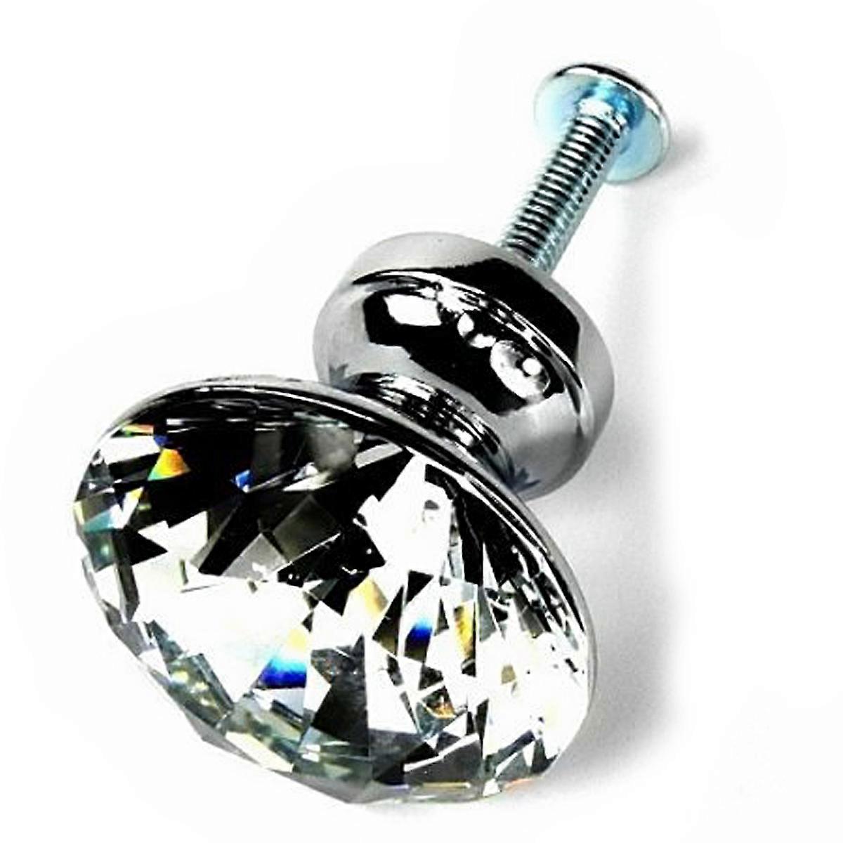 Crystal Glass Knobs Diamond Shape for Kitchen Drawer Pull Handles 5Pcs