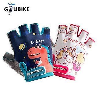 GTUBIKE Children's Gloves Protective Hand Sports Cycling Half Finger Breathable Cute Doodle Dinosaur Unicorn For 3-12 Years Old