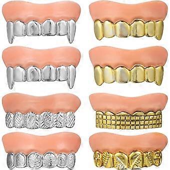 Conjunto de 8 dentaduras de Halloween, brinquedos de dentes falsos para crianças, dentaduras de vampiro, adereços falsos para boca, dentaduras artificiais para roupas.