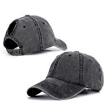 Schwarze Damen-Baseballkappe aus Baumwolle, Sommerhut zum Sonnenschutz, 1 Stück