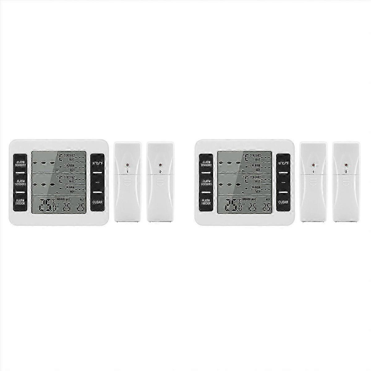 1Set Wireless Freezer Thermometer Refrigerator Thermometer Clock
