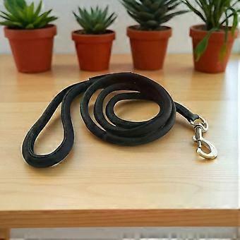 Black Rolled Leather Dog Leash 5FT Training Lead 1/2" Wide Extra Strong
