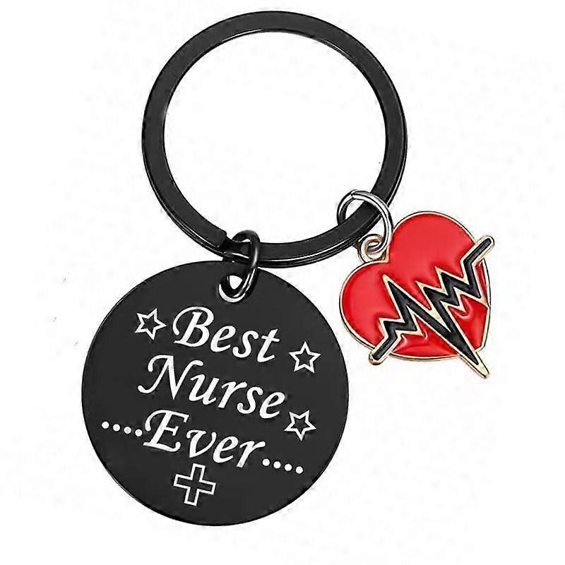 Black electrocardiogram stainless steel keychain