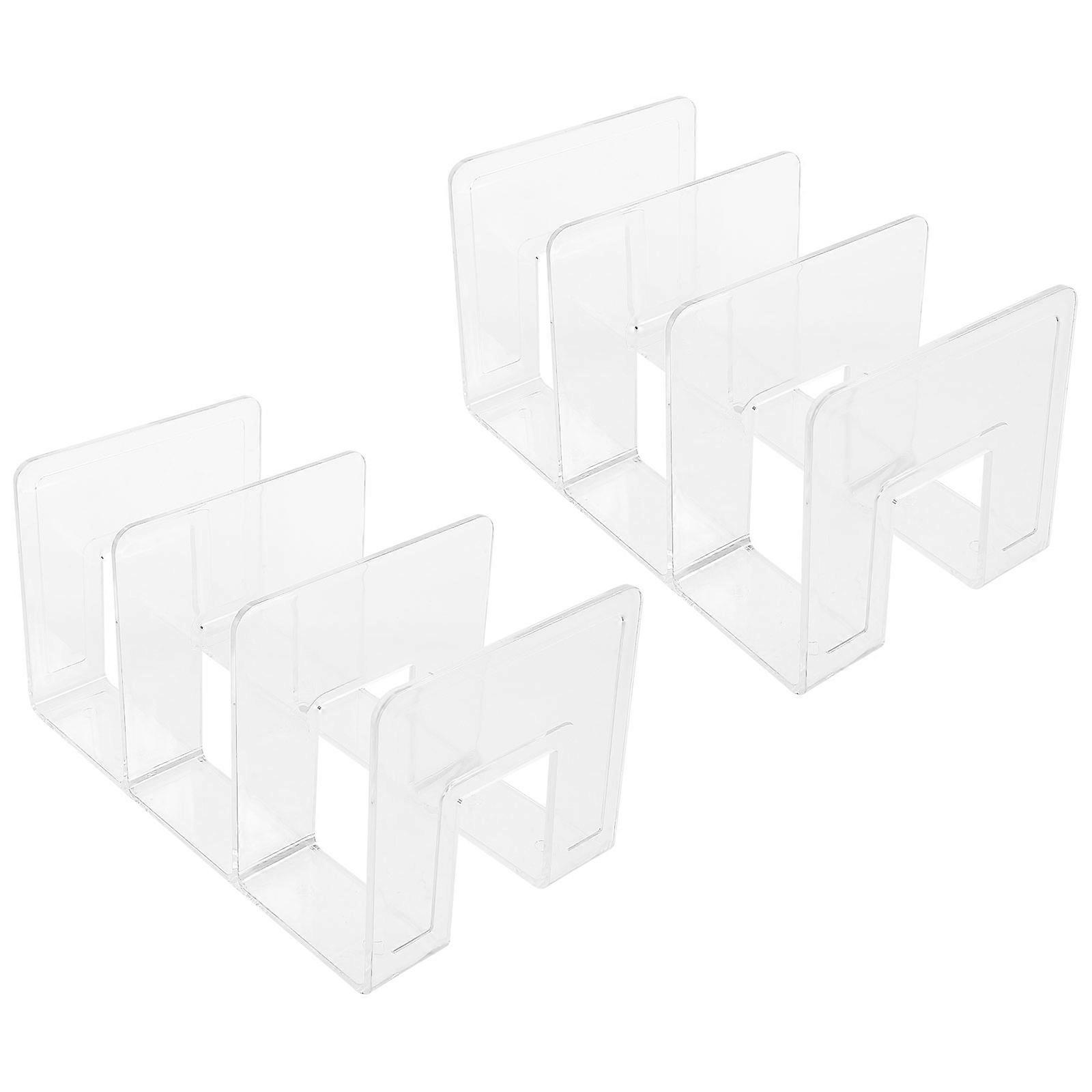 Acrylic Book Support Table Bookend for Storage 4Pcs Set
