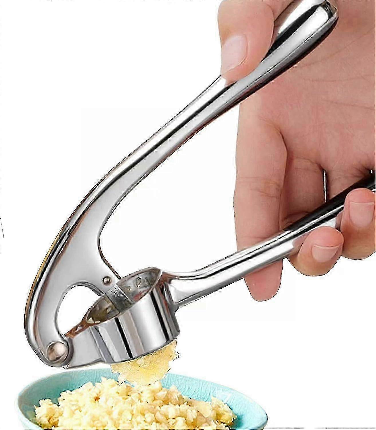Garlic Mincer Crusher - Efficient Garlic Paste Extraction Kitchen Tool, Easy Clean, Silver