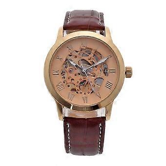 Mode Herren Automatische mechanische Uhr Stahlgehäuse Luxus Herren Leder Uhr