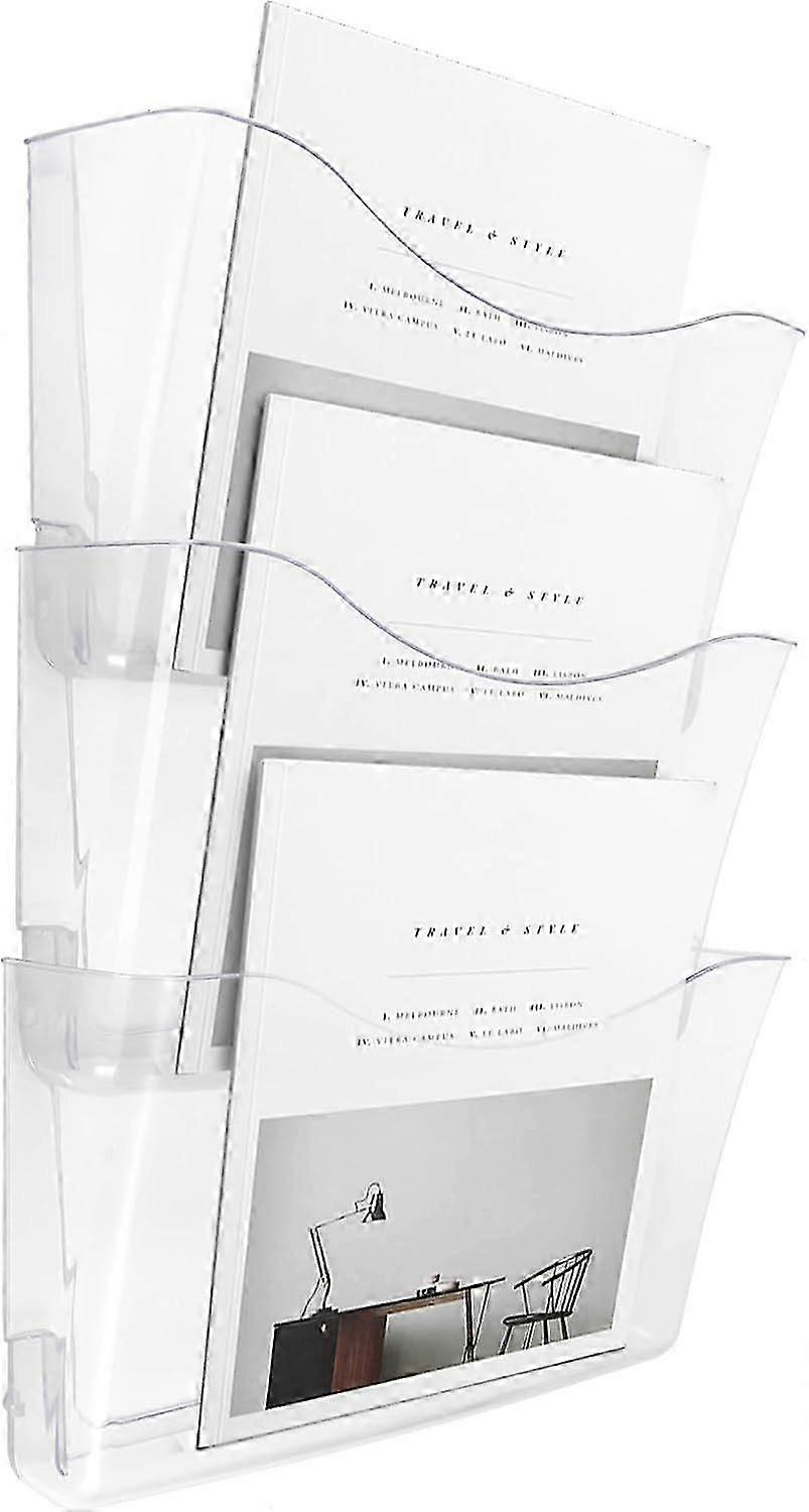 3 Pack Clear Acrylic Stackable Document Rack Wall-Mounted Organizer for A4 Documents