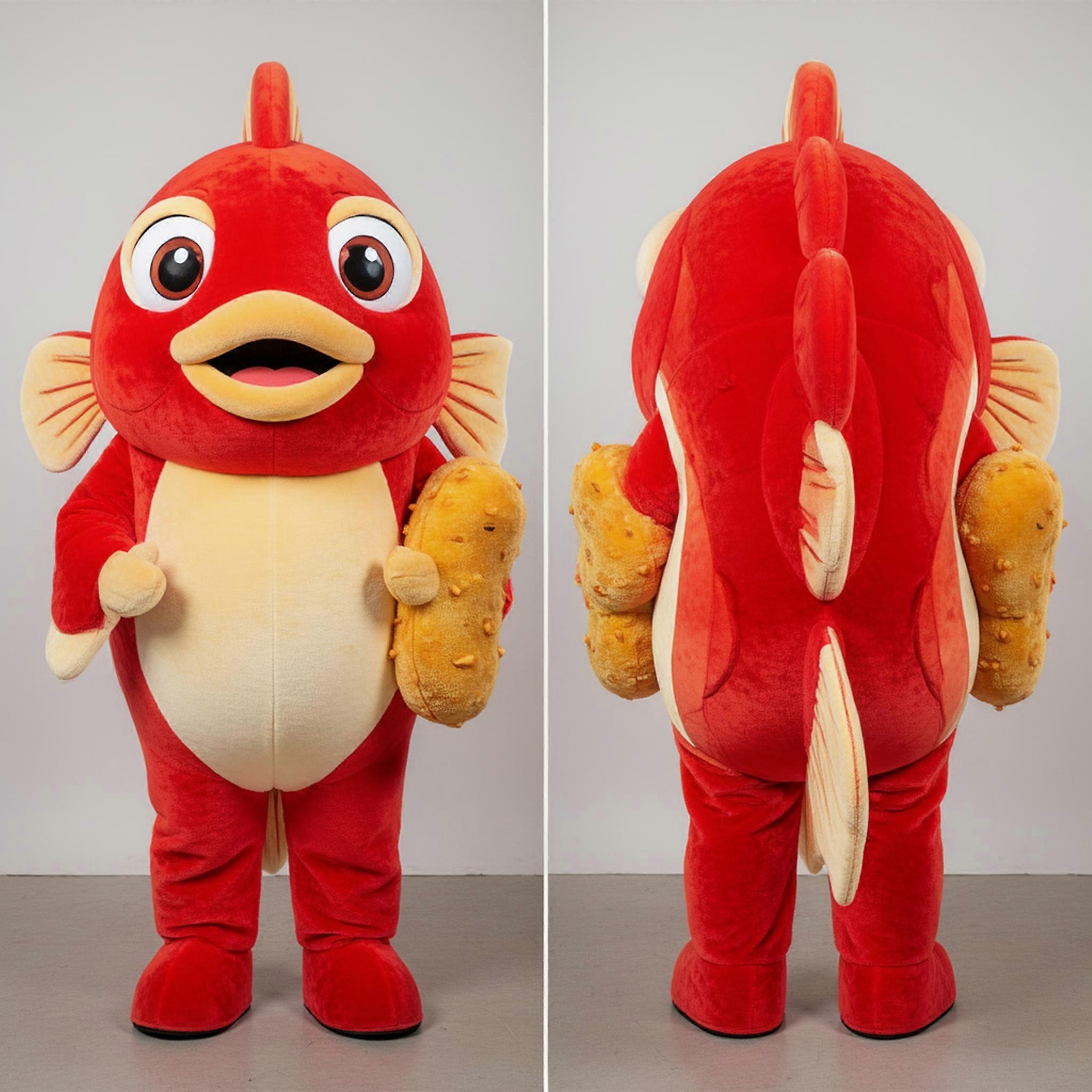 MASTICOT Velvety Red Fish And Chips Mascot