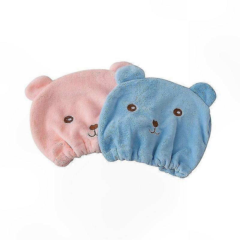 Microfiber Hair Drying Hat - 2 Pack Beige and Blue for Fast Absorption