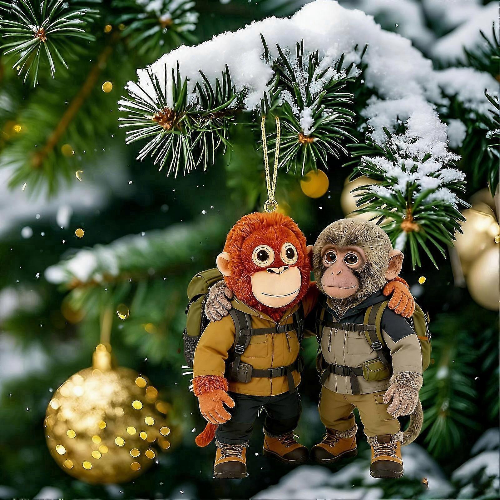 Backpack Monkey Plush Keychain - Acrylic 2D Charm