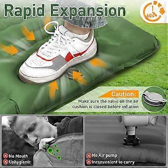Self-inflating sleeping mat, 12 cm thick, inflatable air mattress, self-inflating with foot pump.