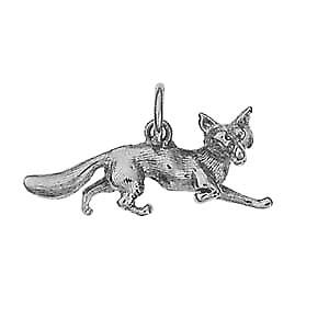 Silver 10x25mm running Fox Pendant or Charm