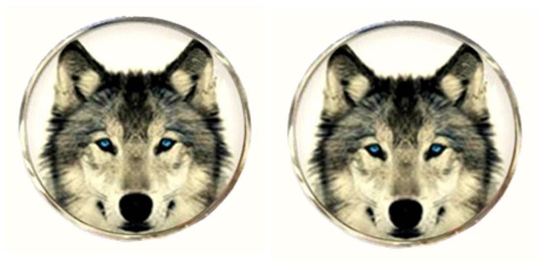 Bassin and Brown Round Arctic Wolf Cufflinks - White