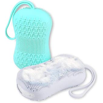 Mjukt silikon kroppsborstset. Dubbelsidigt badkroppsskrubber exfolierande bad