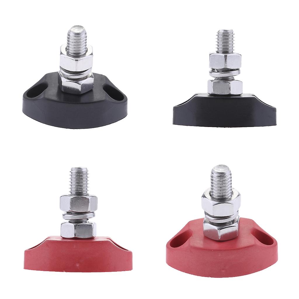 4Pieces Red & Black Junction Block Power Post Insulated Terminal Stud 6mm