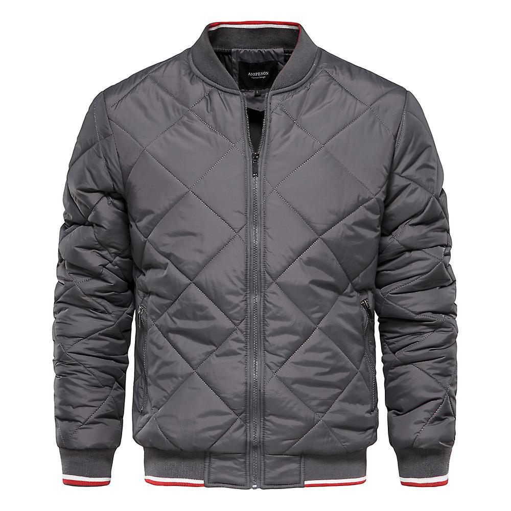 Men's Cotton Jacket Stand Collar Zipper Solid Color Casual Down Jacket