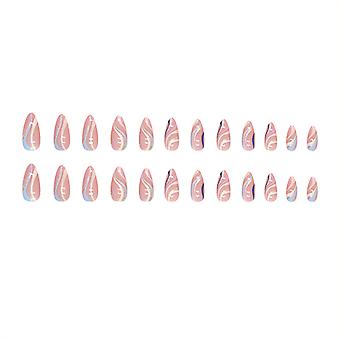 24pcs Mandelpresse auf Nägel wiederverwendbare tragbare lange gefälschte Nägel geeignet für Frauen und Mädchen