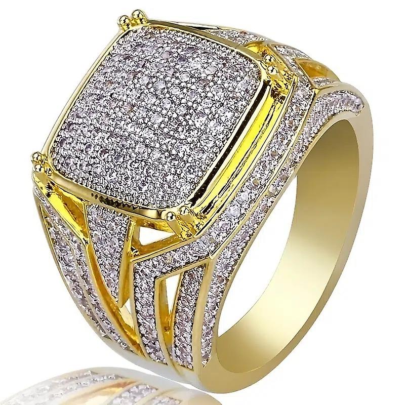 Stylish Men S Hip Hop Rhinestone Ring With Cubic Zirconia - Perfect For Fashionable And Edgy Look