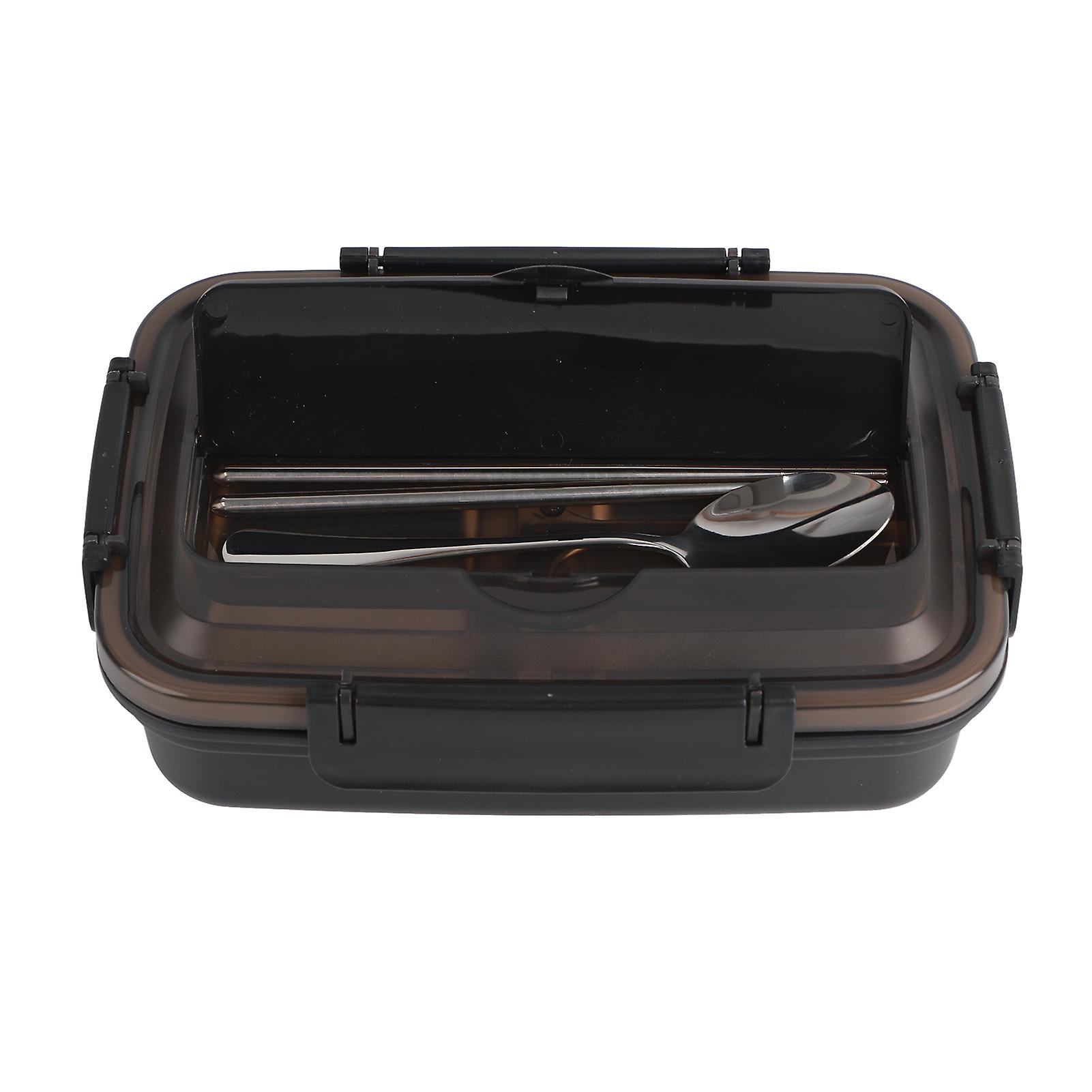 Lunch Box 3 Compartments 304 Stainless Steel Lunch Container with Plastic Spoon and Chopsticks for Office Use