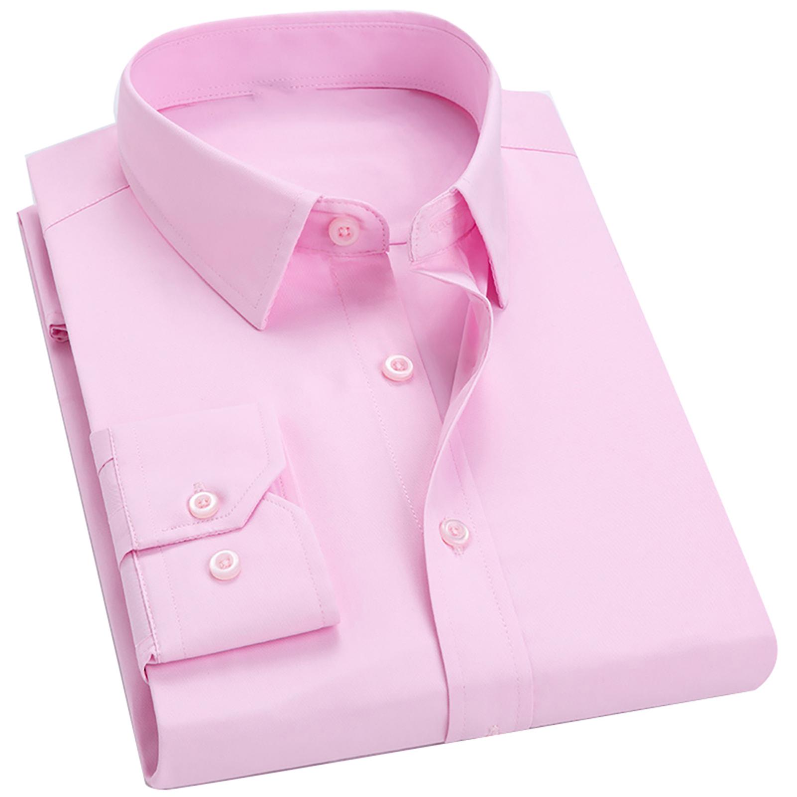 Fianao رجال الأعمال بلون طويل الأكمام جيب قطن بالإضافة إلى حجم أزرار أسفل قميص