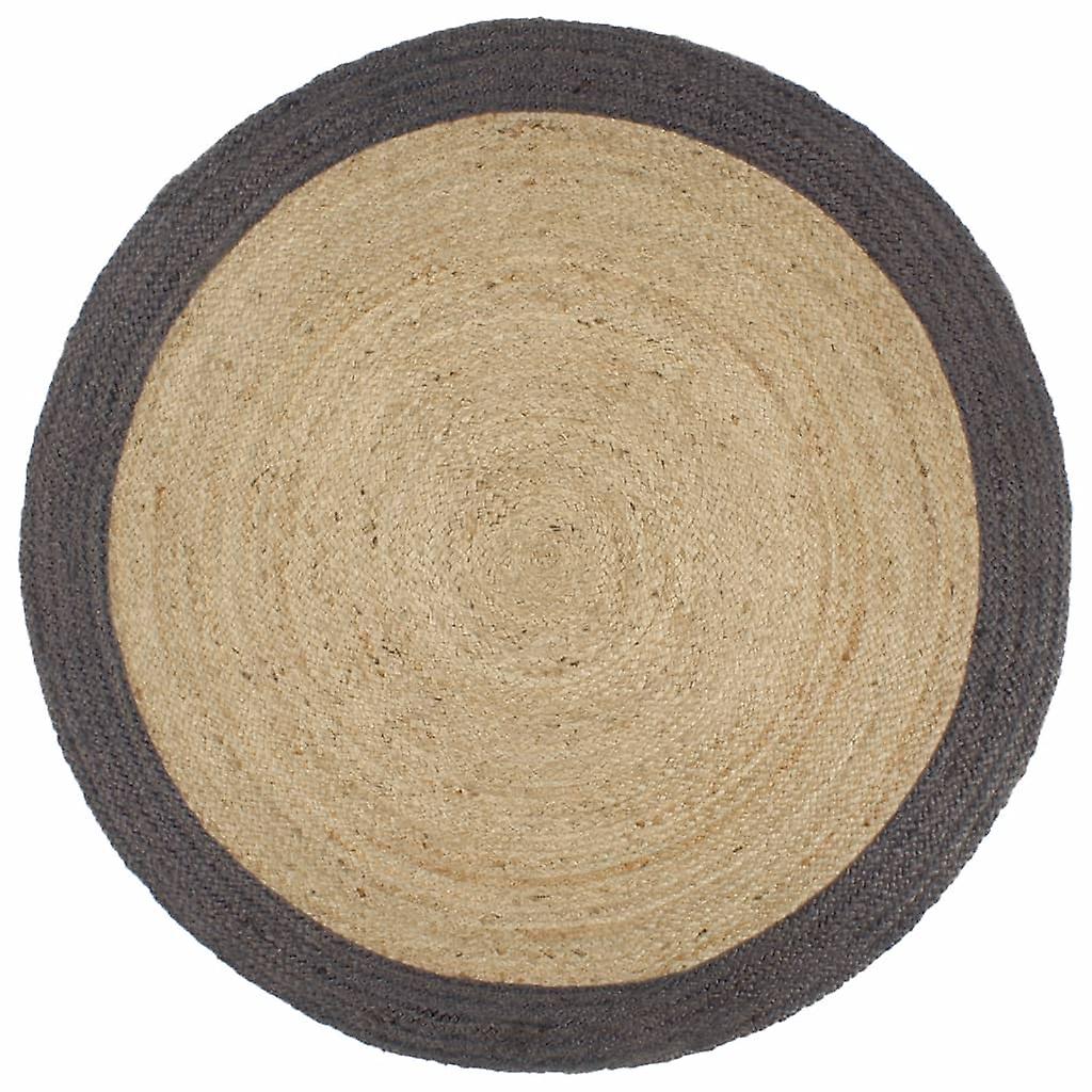 Rug Handmade Jute with Dark Grey Edge 240 cm
