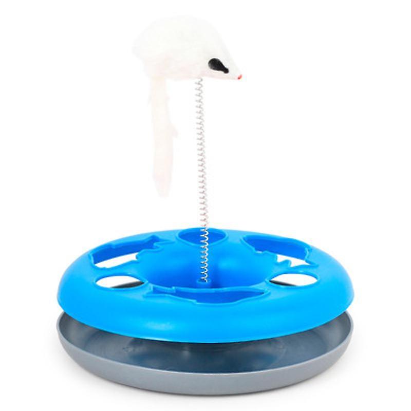 Cat Toy Mouse Ball Sturdy Base with a Plush Mouse and Rolling Ball Pet Carousel