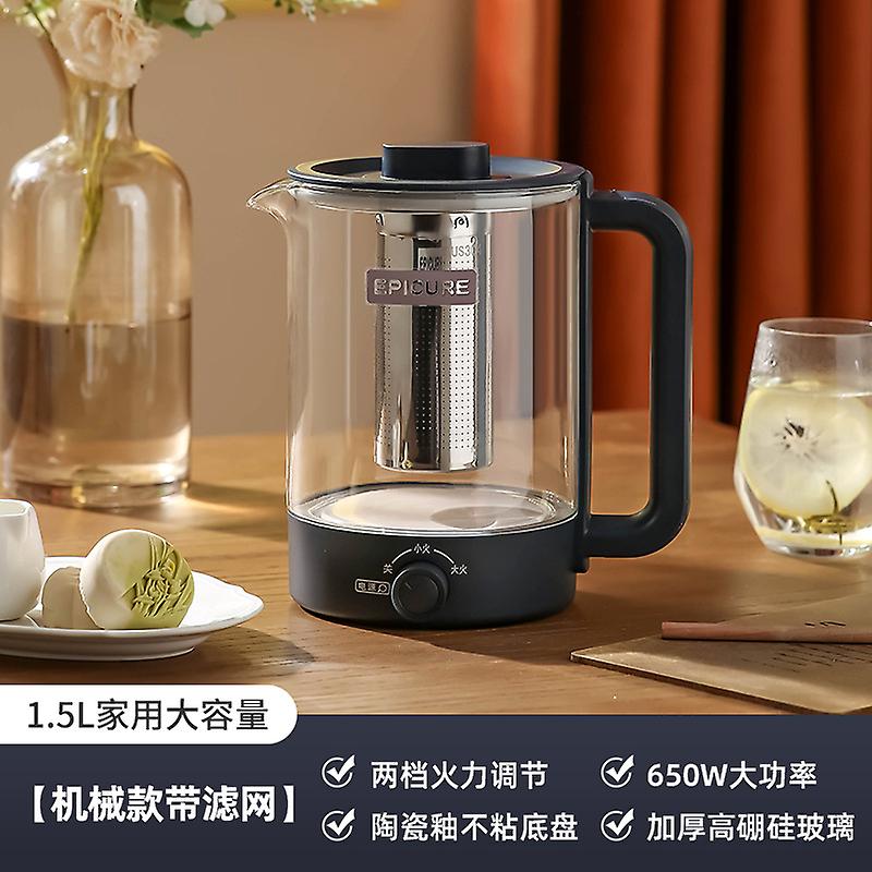 650W Glass Flower Teapot with Filter Multipurpose Low-noise Heating Kettle for House