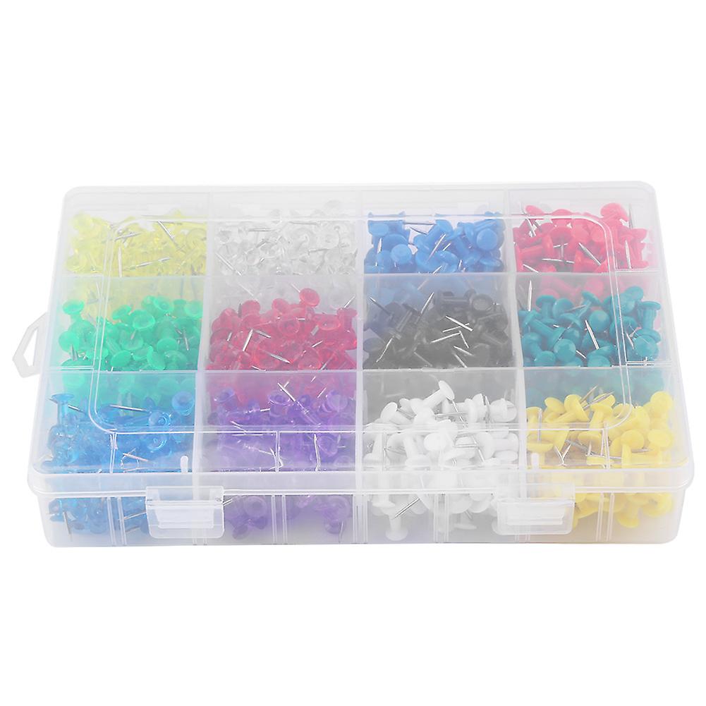 600 Pcs Multicolor Plastic Push Pins Thumb Tacks for Home Office Bulletin Board with Plastic Box