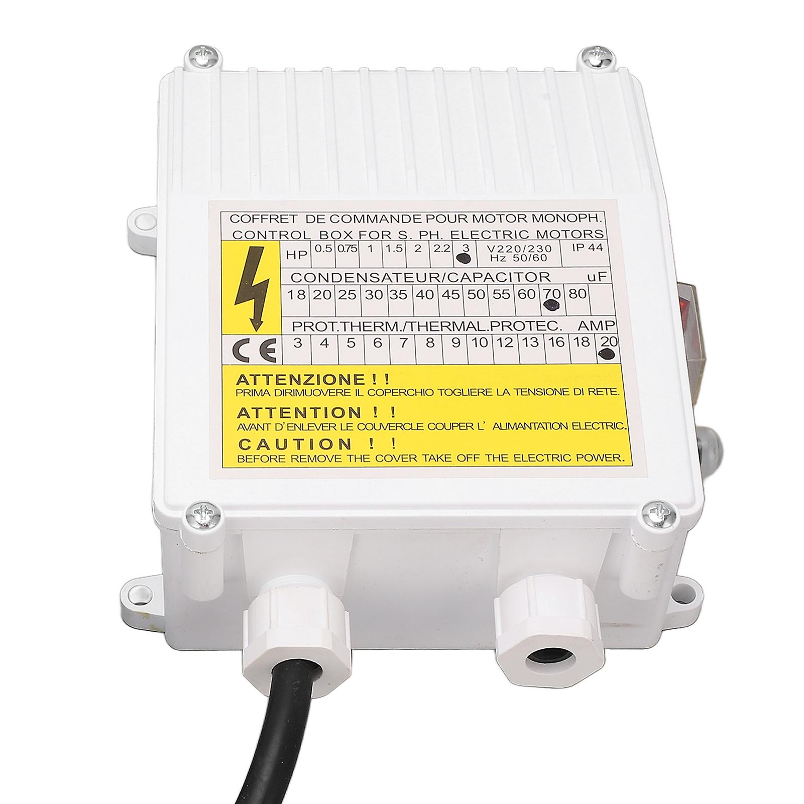 Deep Well Pump Control Box 3.0HP 2.2KW 70uF 20A EU Plug 220V