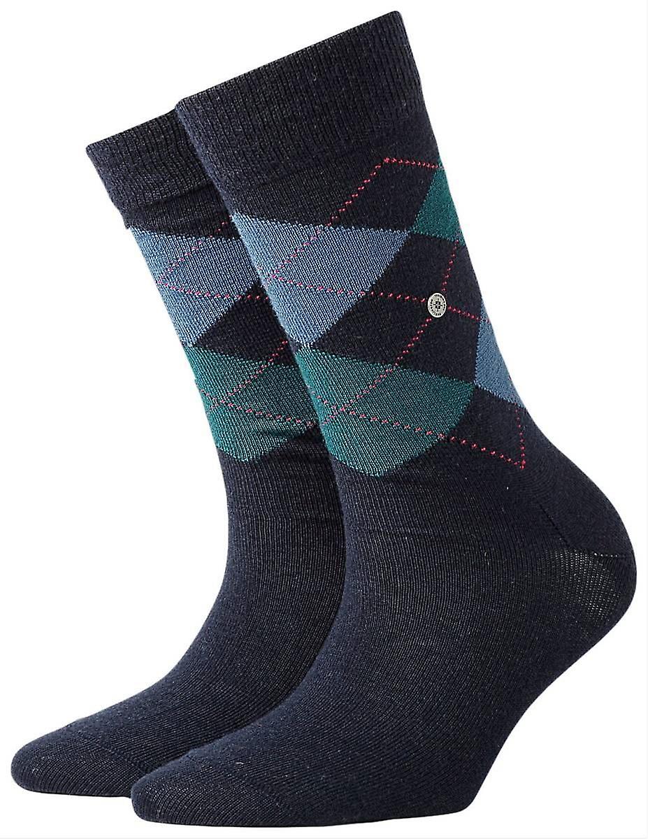 Burlington Marylebone Socks - Navy Melange/Green/Grey