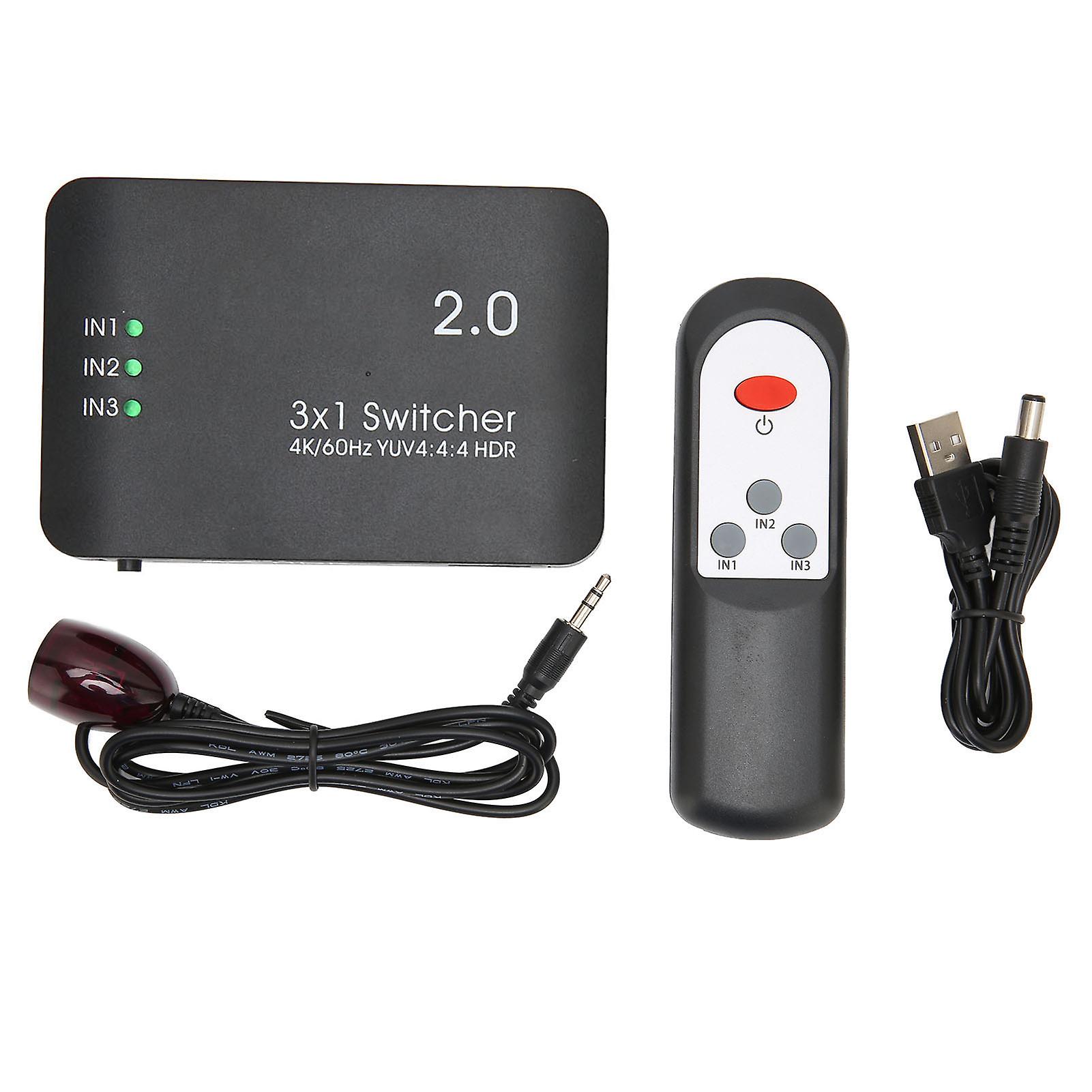 HDMI 2.0 3-in-1 Out Switcher – 4K 60Hz & IR Remote